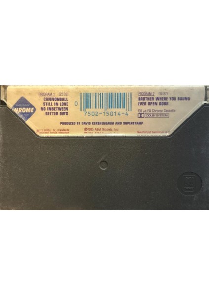 Kaset Supertramp – Brother Where You Bound 1985 Amerika Baskı Kaset
