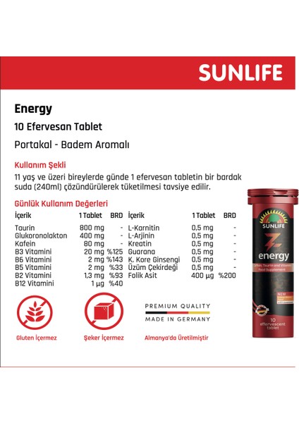 Z-Energy - Kafein, Taurin ve Vitamin Gıda Takviyesi