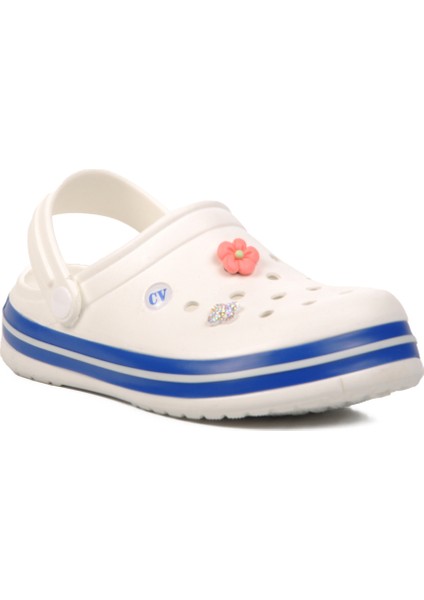 Ayakmod Ekru-Mavi-Beyaz Kadın Terlik