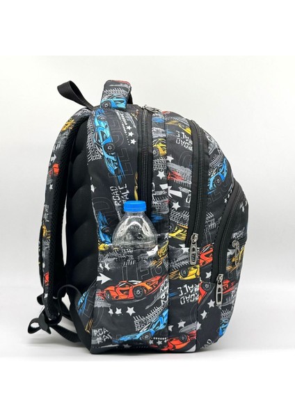 Erkek Çocuk Ilkokul Çantası Karakter Baskılı Çok Bölmeli 3'lü Takım Araba Baskılı Siyah Ilk Okul Çantası modelleri