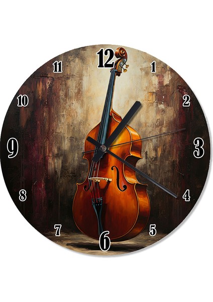 Kahverengi Keman Melodisi Tasarım Duvar Saati
