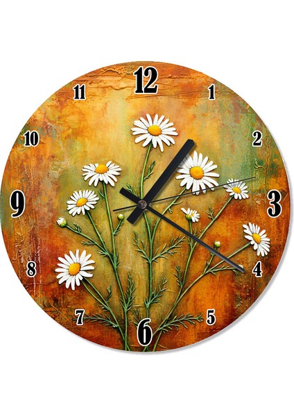 Beyaz Papatya Tarlası Akarlı Duvar Saati