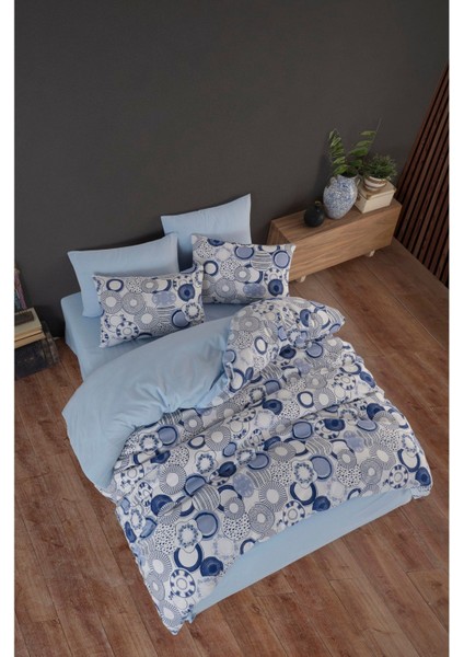 Çift Kişilik Nevresim Takımı I 220 x 240 I Mavi-Beyaz
