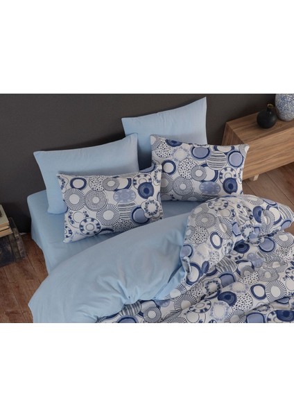 Çift Kişilik Nevresim Takımı I 220 x 240 I Mavi-Beyaz