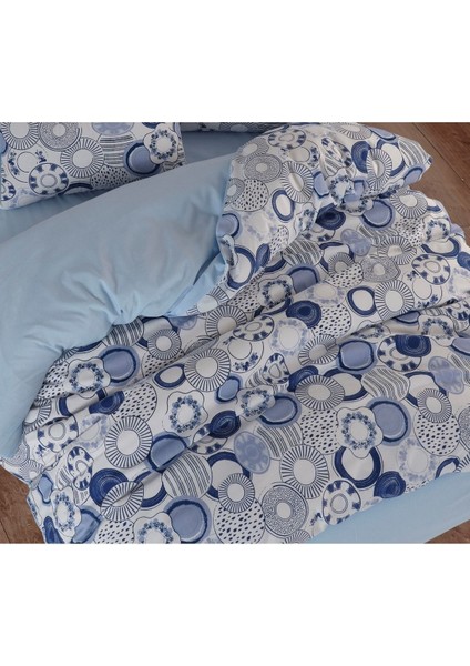 Çift Kişilik Nevresim Takımı I 220 x 240 I Mavi-Beyaz