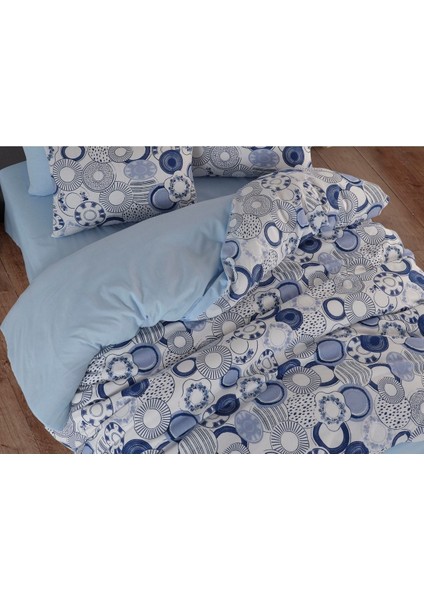 Çift Kişilik Nevresim Takımı I 220 x 240 I Mavi-Beyaz