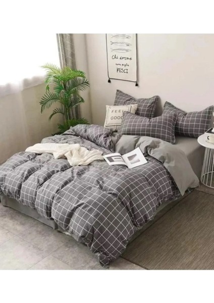 Çift Kişilik Nevresim Takımı I 220 x 240 I Füme-Beyaz