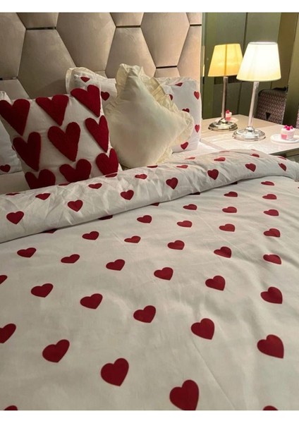 Tek Kişilik Nevresim Takımı Love Serisi (Çarşafsız) I 160 x 200 I Kırmızı