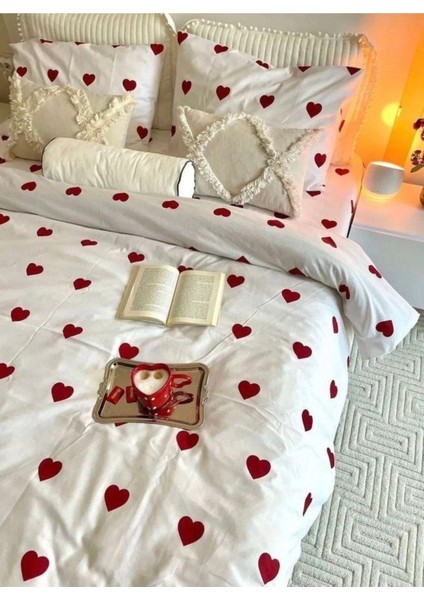 Tek Kişilik Nevresim Takımı Love Serisi (Çarşafsız) I 160 x 200 I Kırmızı fiyatları