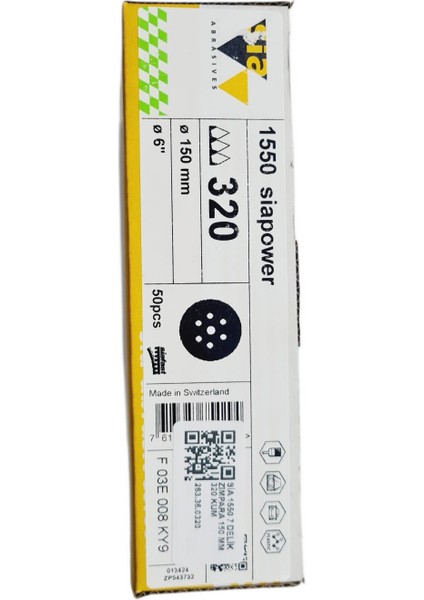 1550 Siapower Zımpara 150 mm 320 Kum | Ahşap İşlerinizde Mükemmel Sonuçlar | 25 Adet