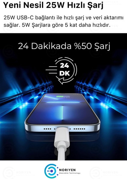 Yeni Nesil 25W Hızlı Şarj Seti Adaptor + Type C Kablosu iPhone 15 16 Samsung Realme Oppo Vb. Uyumlu Şarz Aleti Apple Cihazı Pro Plus Max