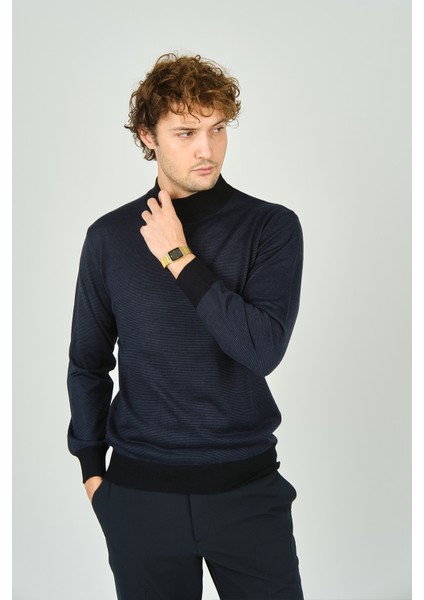 Erkek Yarım Balıkçı Yaka Triko Kazak 5223 Lacivert fiyatları