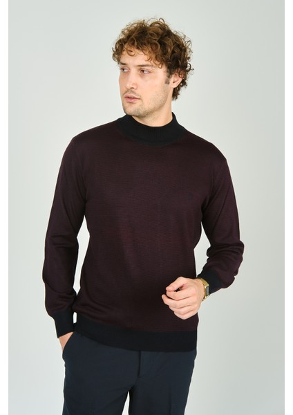 Erkek Yarım Balıkçı Yaka Triko Kazak 5223 Bordo