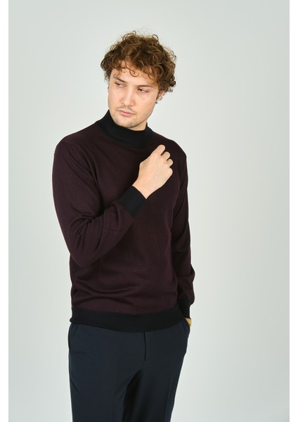 Erkek Yarım Balıkçı Yaka Triko Kazak 5223 Bordo fiyatları