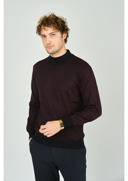 Erkek Yarım Balıkçı Yaka Triko Kazak 5223 Bordo modelleri