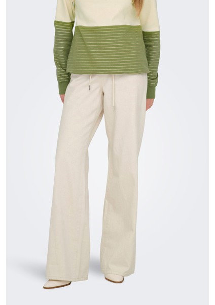 Kadın Onlsılla Geniş Paçalı Belden Bağlamalı Uzun Jean Pantolon 15328125 Ekru fiyatları