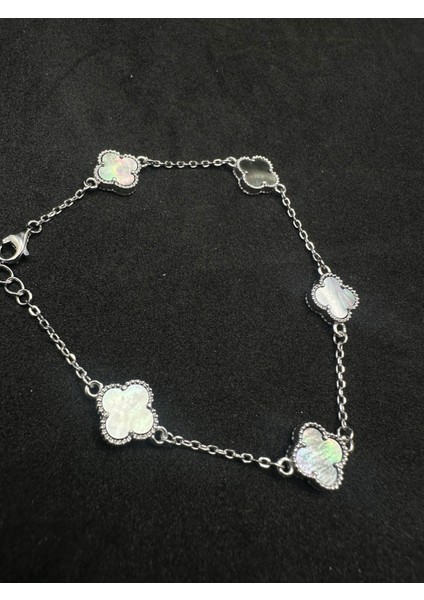 Ithal Gri Sedefli Yonca Kadın Gümüş Bileklik fiyatları