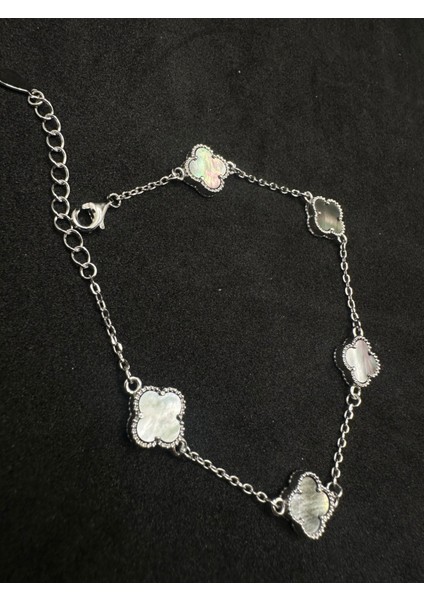 Ithal Gri Sedefli Yonca Kadın Gümüş Bileklik modelleri