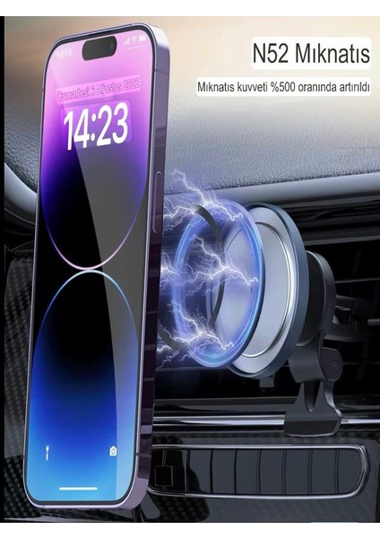 Fhd-14 360° Wireless Kablosuz 15W Şarj Mıknatıslı Havalandırma Için Araç Içi Telefon Tutucu modelleri