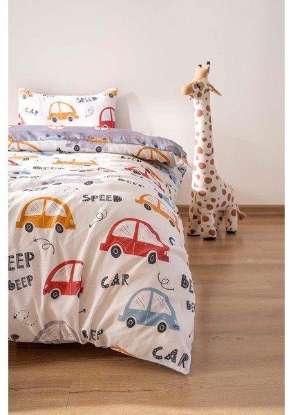 Arabalar Çift Taraflı Çocuk Nevresim Takımı Pamuklu