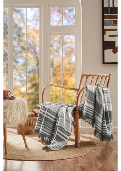 Floretta Çizgili Pamuklu Battaniye 130X170 cm