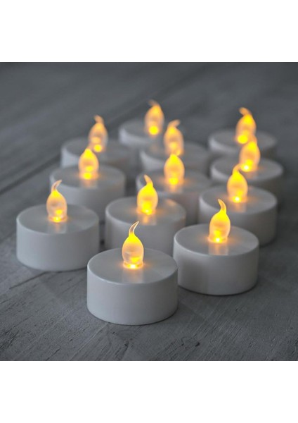 Pilli LED Tealight T-Light Mum Pilli Mum LED Işık Sıcak Sarı Renk Dekorasyon Süsleme Düğün Kına Organizasyon (6)