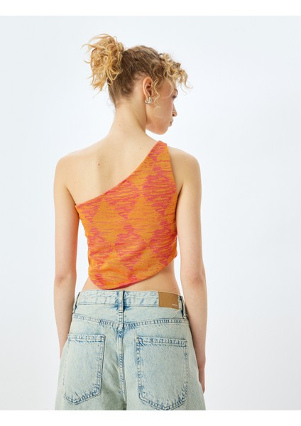 Tek Omuz Jakarlı Slim Fit Asimetrik Crop Üst fırsatları