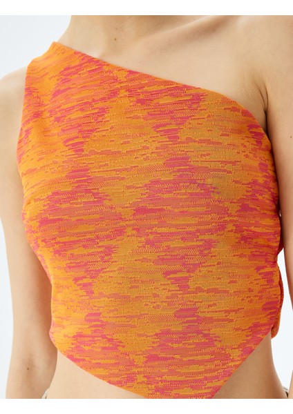 Tek Omuz Jakarlı Slim Fit Asimetrik Crop Üst indirimleri