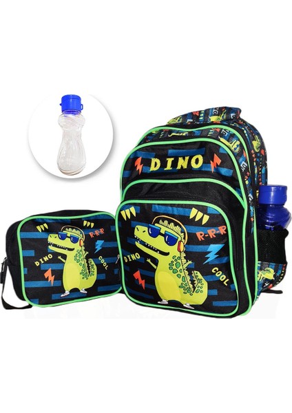 Cool Dino Sırt Çantası + Beslenme + Suluk - Dinozor Ilkokul Çantası - Erkek Çocuk Okul Çantası