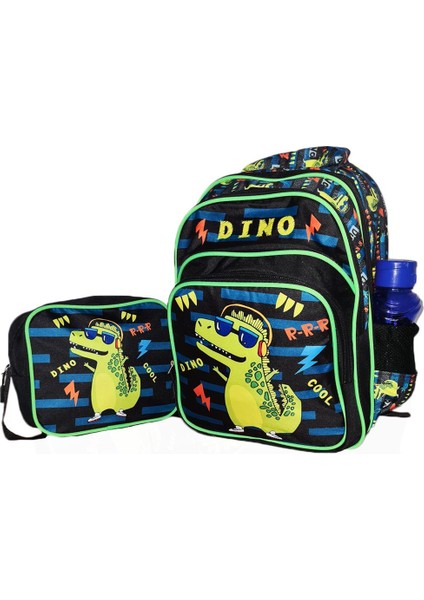 Cool Dino Sırt Çantası + Beslenme + Suluk - Dinozor Ilkokul Çantası - Erkek Çocuk Okul Çantası
