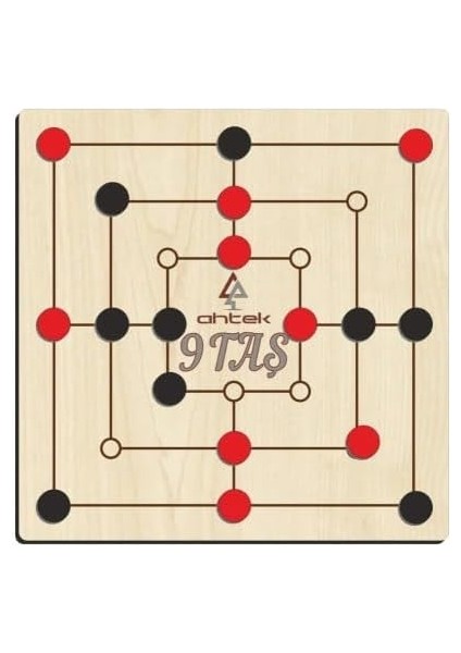 Ahşap 9 Taş Akıl, Zeka ve Strateji Oyunu (Dokuztaş, Dokuz Taş) ETİC043