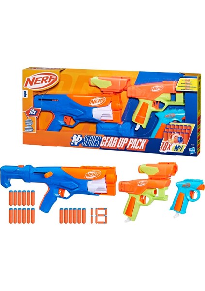 N Series Gear Up Pack, 3x Dart Tabancası, Yalnızca Nerf N Series Dart Tabancalarıyla Uyumlu 18 Adet Nerf N1 Dart