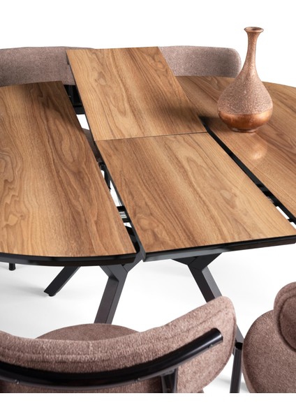 Roza Alfa Yuvarlak Highgloss Mutfak Masa Sandalye Takımı 120CM fiyatları