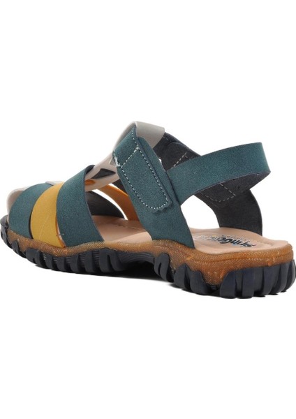 Ayakmod Lacivert Nubuk-Sarı Erkek Çocuk Sandalet