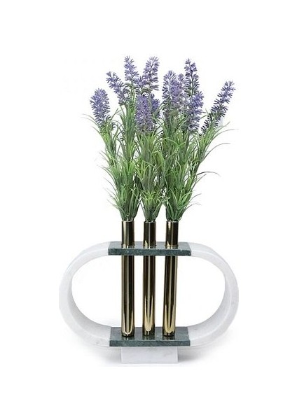 Gold Metal Detaylı Oval Yeşil Mermer Obje