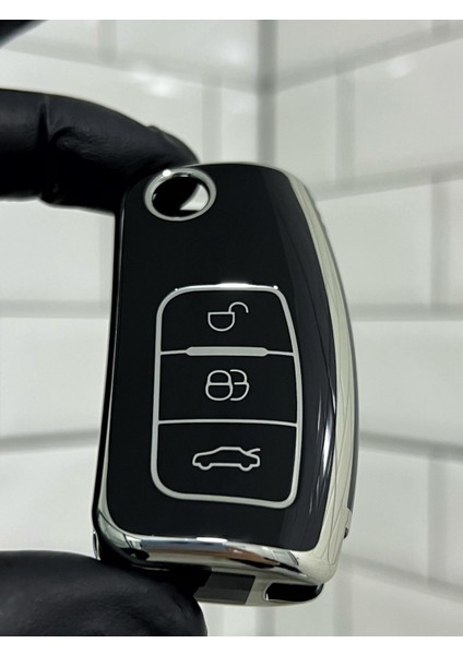 Ford Focus Fiesta Mondeo Courier C-Max Galaxy Sustalı Nano Anahtar Kılıfı Siyah Gümüş modelleri