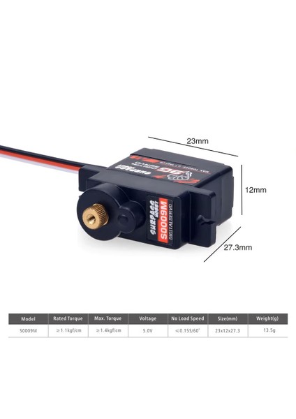 S0009M 9g Metal Dişli 1.9kg Servo