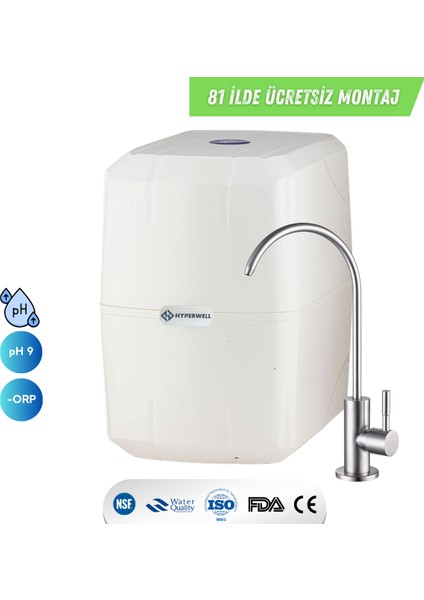 Premium Alkali ve Mineralli Pompalı Su Arıtma Cihazı - Beyaz