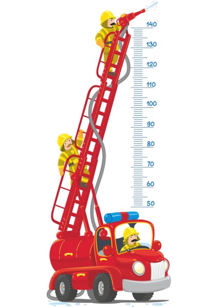 Koruyucu Itfaiyeciler Boy Ölçme Cetveli Çocuk Odası Duvar Sticker