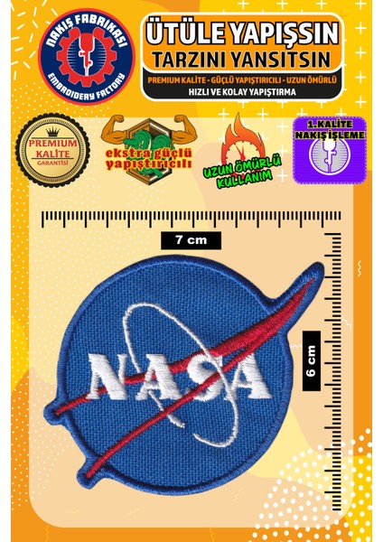 Ütü ile Yapışan Nakışlı Arma Yama, Nasa Uzay Set (5 Adet) Ütüyle Yapışan Nakış Dokuma Aplike Patch