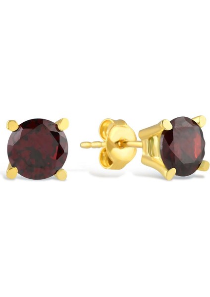 Garnet Zirconia Taşlı Tektaş Küpe