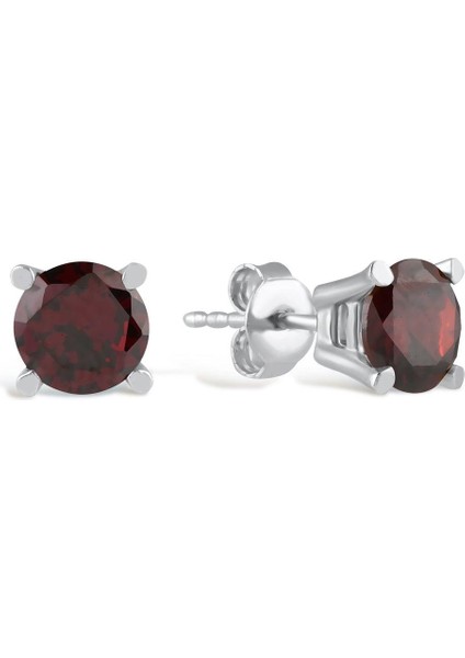 Garnet Zirconia Taşlı Tektaş Küpe