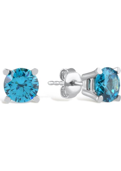 Aquamarine Zirconia Tektaş Küpe