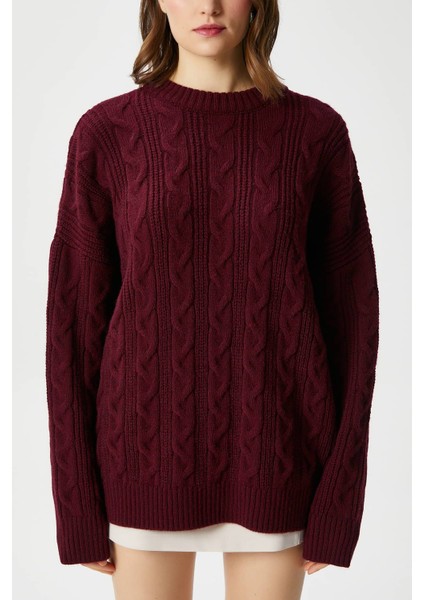 Kadın Stella Yumuşak Oversize Bordo Triko Kazak