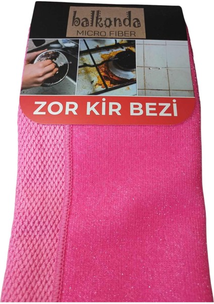 Mikrofiber Simli Zor Kir Yağlı Yüzey Temizlik Bezi Mutfak Banyo Lavoba Ofis 40*40CM Pembe Bez Zkb1-1