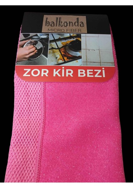 Mikrofiber Simli Zor Kir Yağlı Yüzey Temizlik Bezi Mutfak Banyo Lavoba Ofis 40*40CM Pembe Bez Zkb1-1