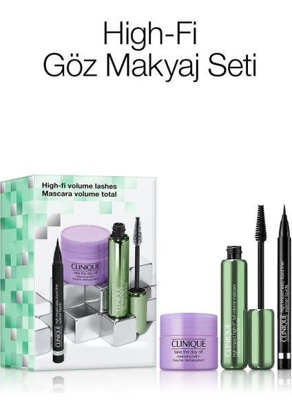 High-fi™ Göz Makyaj Seti - Siyah Maskara 10ml, Siyah Eyeliner, Balm 15ml