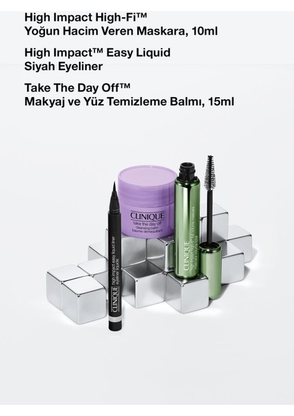 High-fi™ Göz Makyaj Seti - Siyah Maskara 10ml, Siyah Eyeliner, Balm 15ml