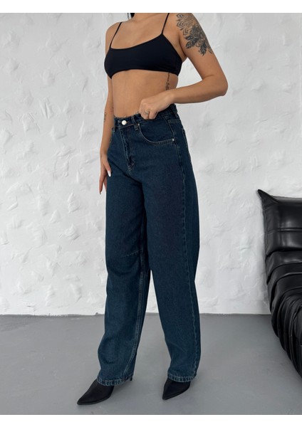 Kadın Beli Tokalı Ayarlanabilir Baggy Jeans