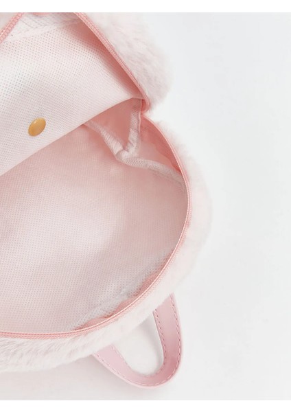 Pembe Pelüş Kız Çocuk Sırt Çantası
